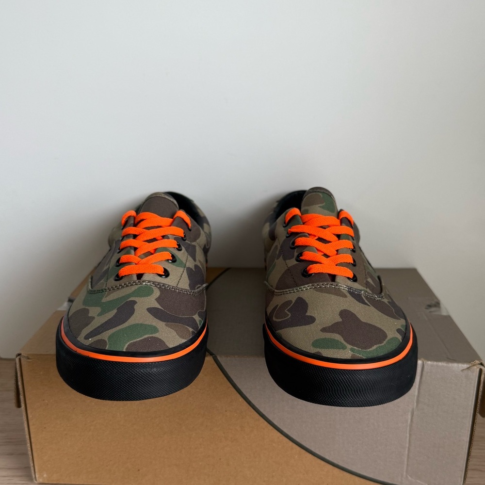 Polo Ralph Lauren Camouflage Green/Orange Canvas Men Sneakers- SZ 10.5 - Picture 7 of 12